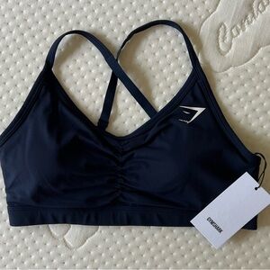 Gymshark Navy Ruched Sports Bra